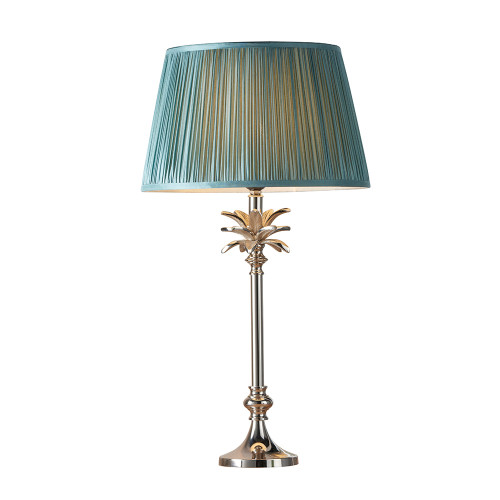 Leaf and Freya Polished Nickel with Fir Shade 67.5cm Table Lamp