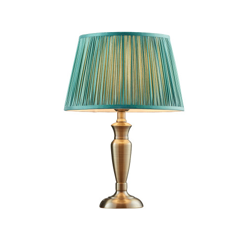 Oslo and Freya Antique Brass with Fir Shade 48cm Table Lamp