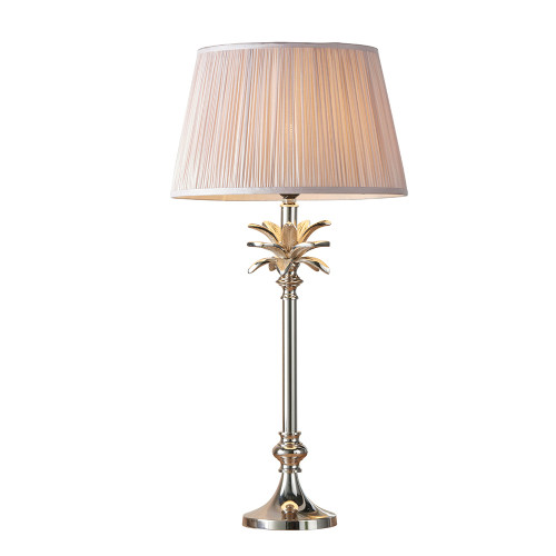 Leaf and Freya Polished Nickel with Dusky Pink Shade 64.5cm Table Lamp