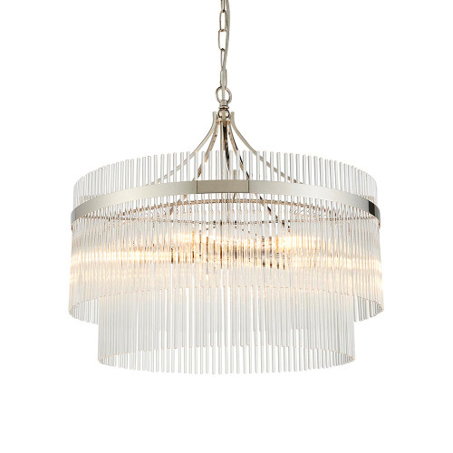 Marietta 5 Light Polished Nickel with Clear Rods Pendant Light