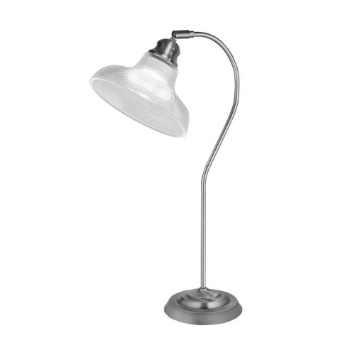 Searchlight Bistro III Satin Silver with Holophane Glass Table Lamp 