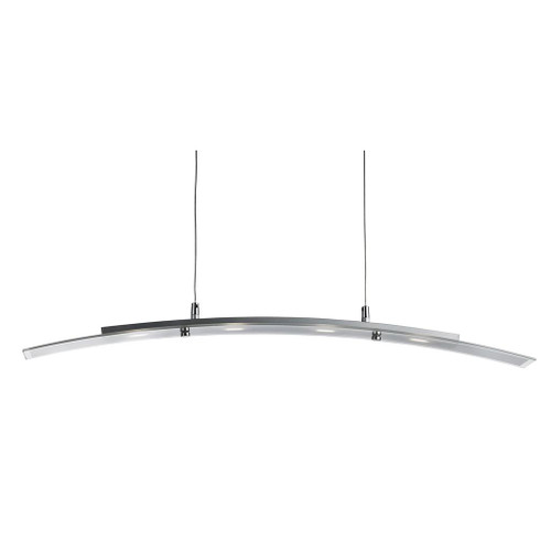 Curve 4 Light Satin Silver with Frosted Glass LED Bar Pendant Light