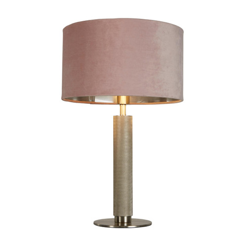 Searchlight London Knurled Satin Silver with Pink Shade Table Lamp 