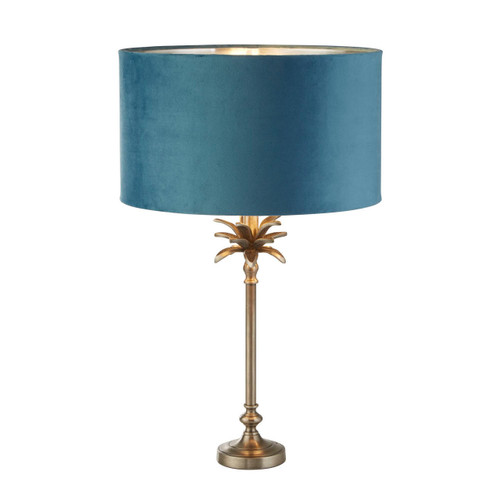 Searchlight Palm Antique Nickel with Teal Shade Table Lamp 