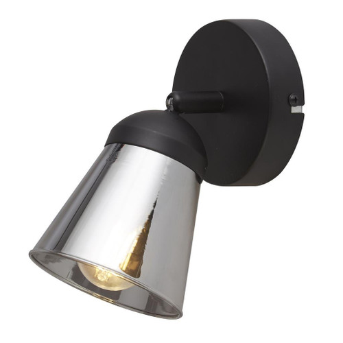 Searchlight Mega Black with Adjustable Smoked Glass Wall Spotlight 