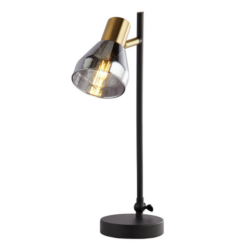 Searchlight Westminster Black with Satin Brass and Smoked Glass Adjustable Table Lamp 