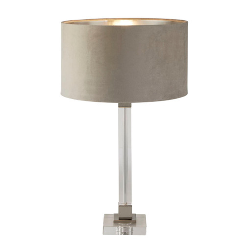 Searchlight Scarborough Satin Nickel with Taupe Shade Table Lamp 