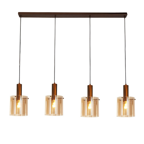 Searchlight Sweden 4 Light Mocha with Amber Glass Diffusers Bar Pendant Light 