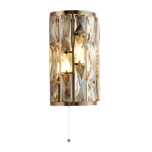 Searchlight Bijou 2 Light Antique Brass with Champagne Glass Wall Light 