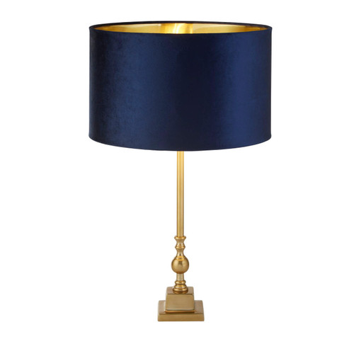 Searchlight Whitby Antique Brass with Navy Shade Table Lamp 