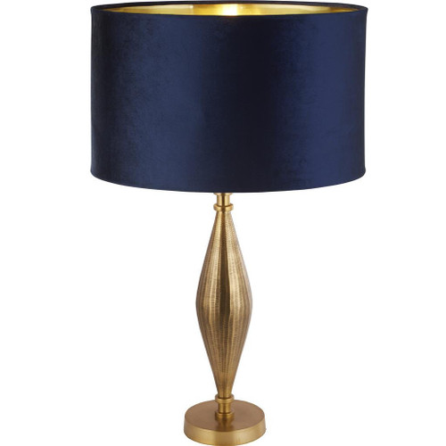 Searchlight Rye Antique Brass with Navy Shade Table Lamp 