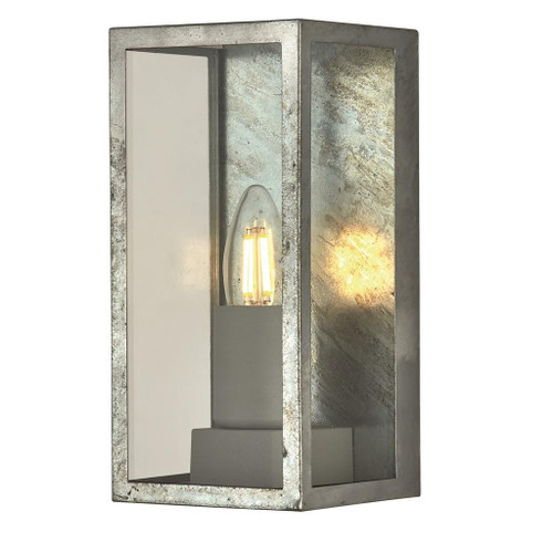 Searchlight Box II Galvanised Silver with Clear Diffuser IP44 Wall Light 