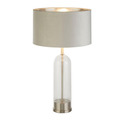Searchlight Oxford Satin Nickel with Grey Shade Table Lamp 