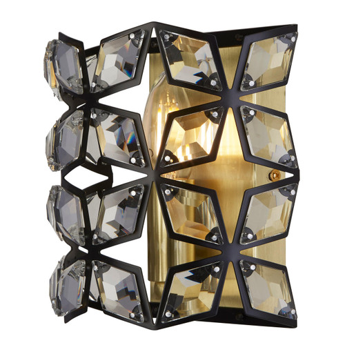 Searchlight Iris Black and Brass with Crystal Wall Light 