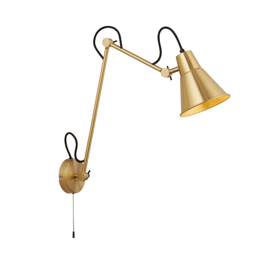 Searchlight Swing Arm Brass Adjustable Wall Spotlight 