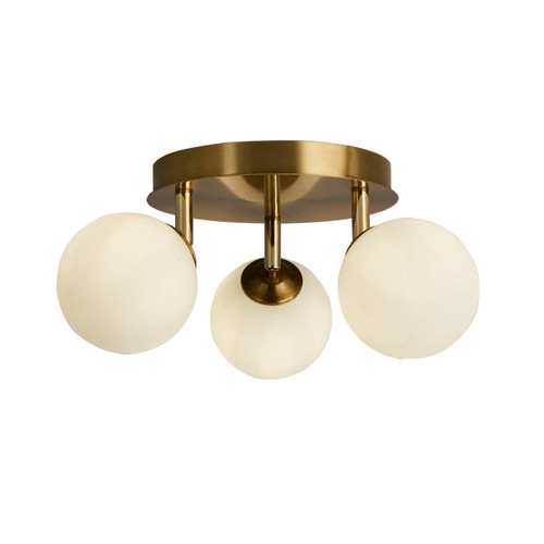 Searchlight Crosby 3 Light Gold with Opal Glass Semi Flush Ceiling Light 