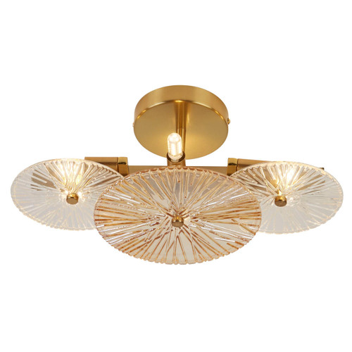 Searchlight Wagon Wheel 6 Light Bronze with Clear and Amber Glass Semi Flush Ceiling Light 