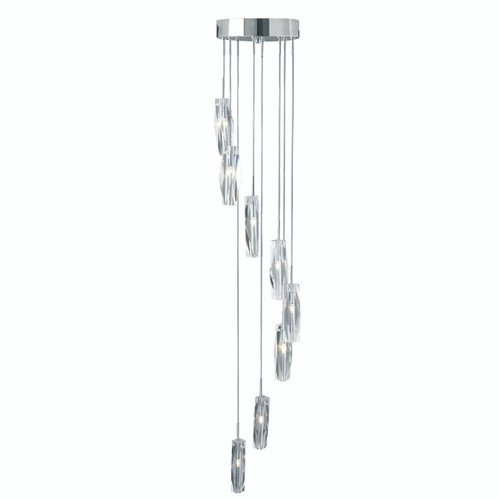 Searchlight Sculptured Ice Chrome with Glass Diffusers Cluster Pendant Light 