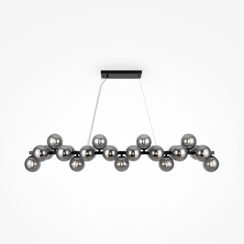 Dallas 25 Light Black with Smoke Glass Diffusers Bar Pendant Light