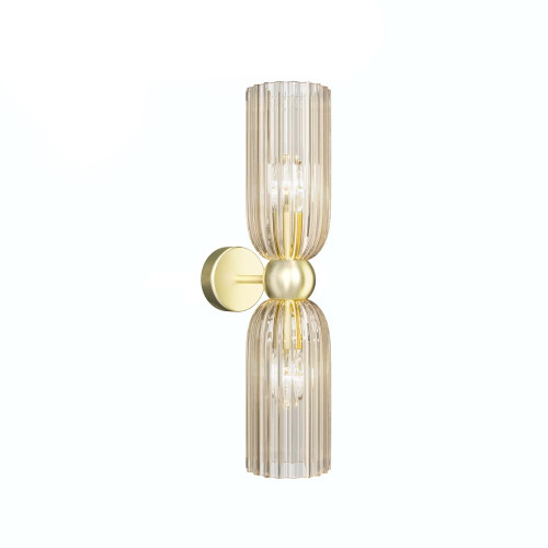 Maytoni Antic 2 Light Gold with Cognac Diffuser Up and Down Wall Light 