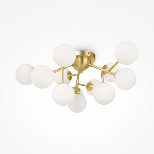 Dallas 12 Light Satin Brass with White Diffuser Flush Ceiling Light