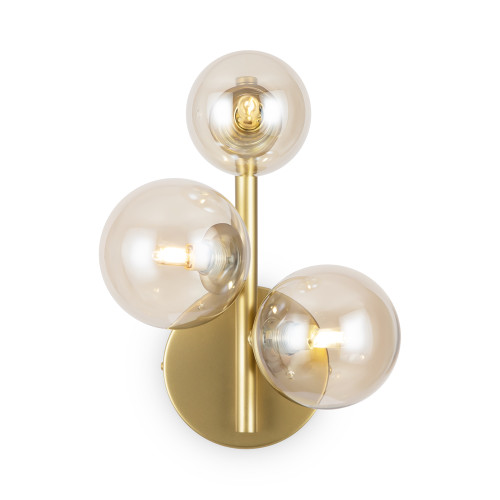 Dallas 3 Light Gold with Clear Glass Diffuser Wall Light