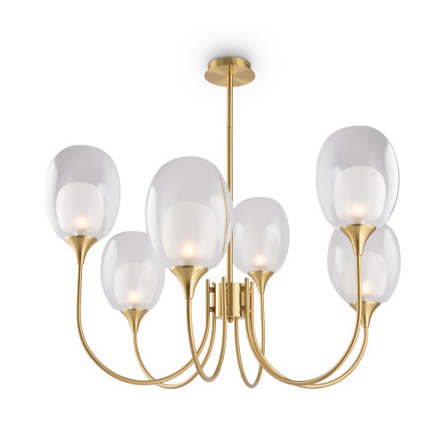 Aura 6 Light Gold with Glass Diffusers Pendant Light