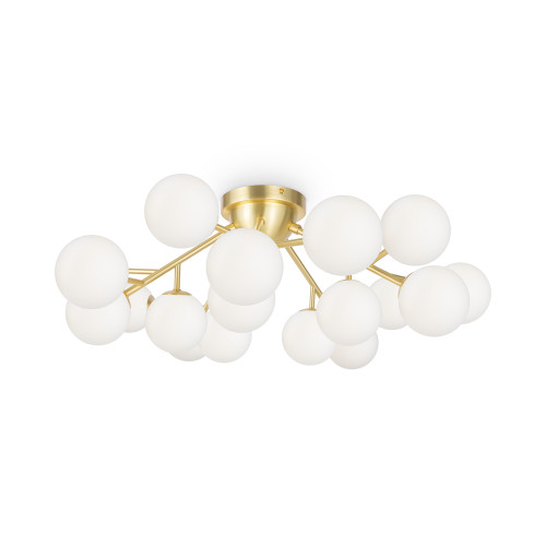 Dallas 20 Light Satin Brass with White Diffuser Flush Ceiling Light