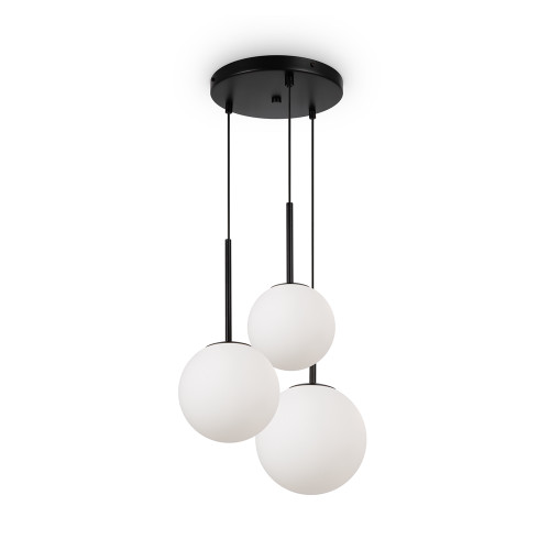 Basic Form 3 Light Black with White Diffusers Cluster Pendant Light