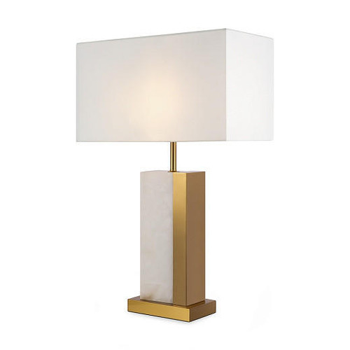 Maytoni Bianco Brass with White Shade Square Table Lamp 