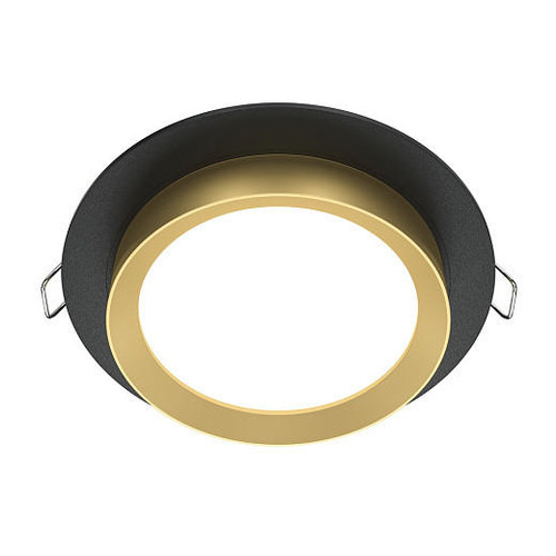 Maytoni Hoop Black and Gold with White Diffuser Round Recessed Light 