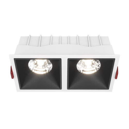 Maytoni Alfa LED 2 Light Black with White 15W 4000K Dimmable Square Recessed Light 