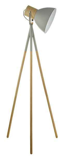 Adna Grey and Natural Wood Floor Lamp