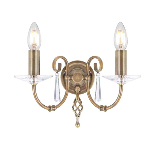 Aegean 2 Light Aged Brass Wall Light