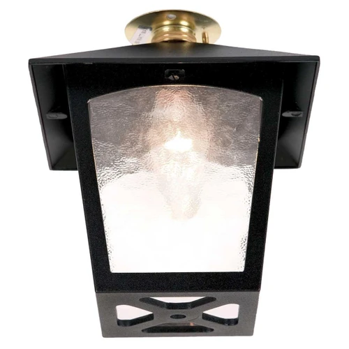 Elstead Lighting York Black Lantern IP23 Flush Ceiling Light 