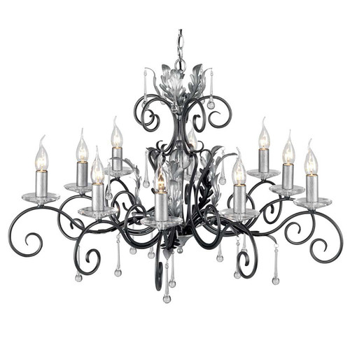 Elstead Lighting Amarilli 10 Light Black and Silver Chandelier 