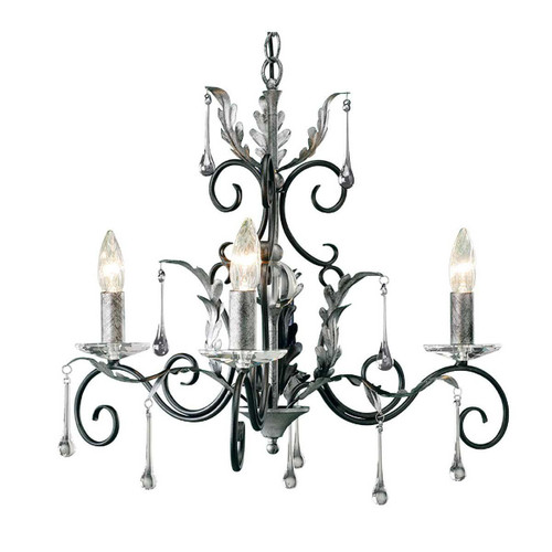 Elstead Lighting Amarilli 3 Light Black and Silver Chandelier 