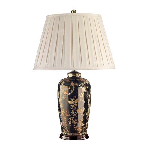 Elstead Lighting Black Birds Jar with White Shade Table Lamp 