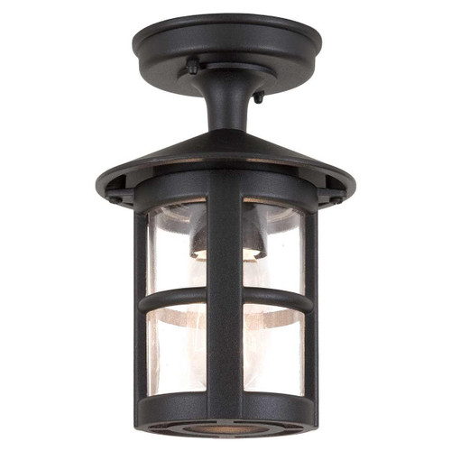 Elstead Lighting Hereford Black Cylinder IP23 Flush Ceiling Light 