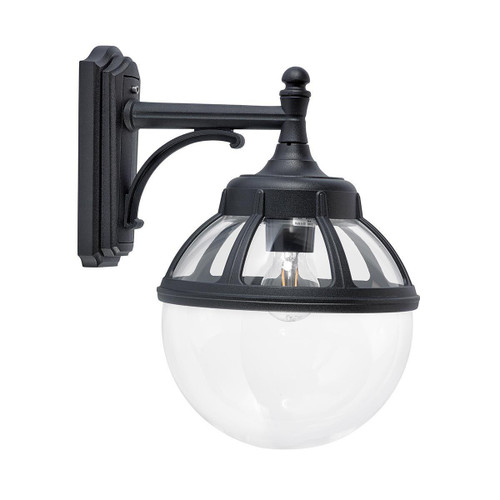 Norlys Bologna Black with Clear Diffuser Downward IP54 Wall Light 