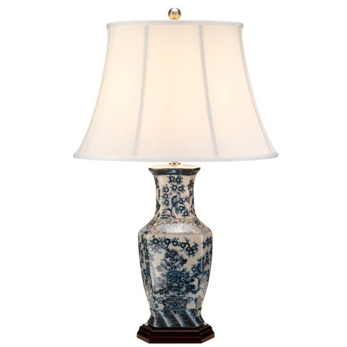 Elstead Lighting Blue Hex with White Shade Table Lamp 