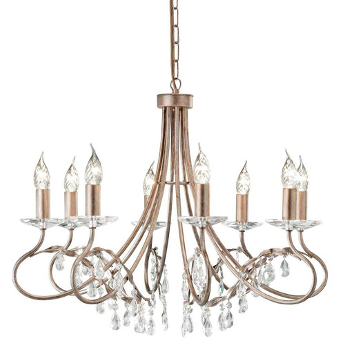 Elstead Lighting Christina 8 Light Silver Gold Chandelier 