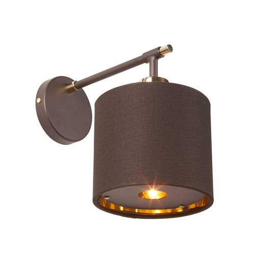 Elstead Lighting Balance Polished Brass with Brown Shade Wall Light 