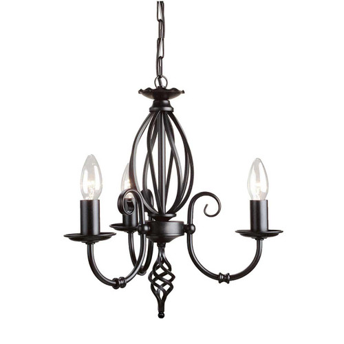 Elstead Lighting Artisan 3 Light Black Chandelier 