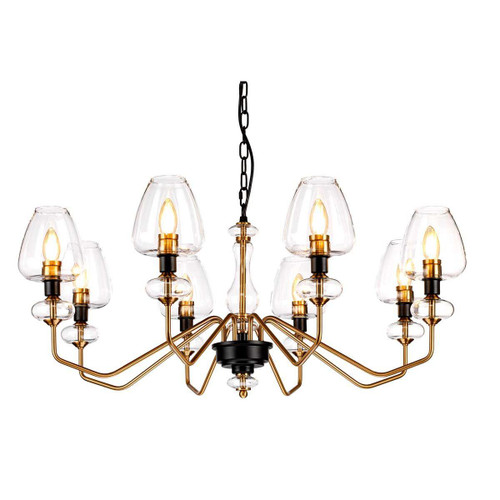 Elstead Lighting Armand 8 Light Aged Brass with Black Chandelier 