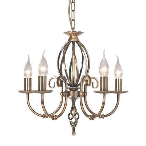Elstead Lighting Artisan 5 Light Aged Brass Chandelier 
