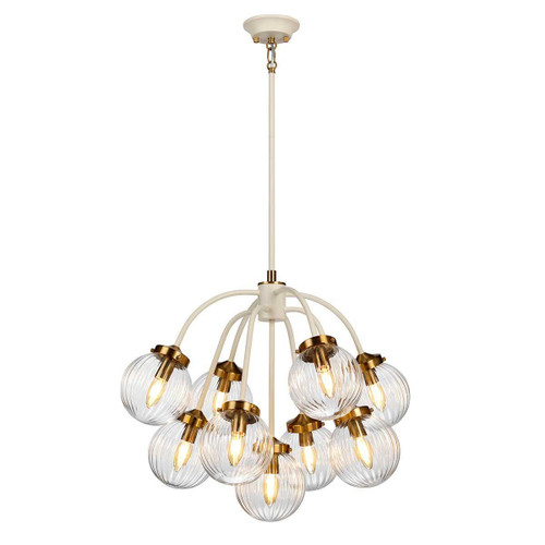 Elstead Lighting Cosmos 9 Light Aged Brass and Cream Pendant Light 