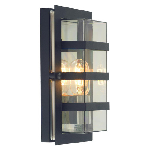 Norlys Boden Black with Clear Diffuser IP54 Wall Light 