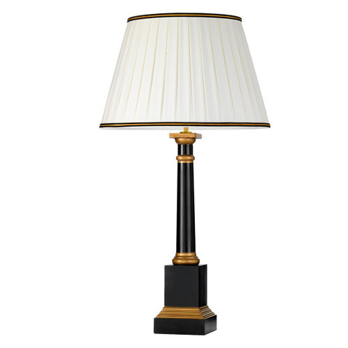 Flambeau Peronne Black and Gold with Ivory Shade Table Lamp 