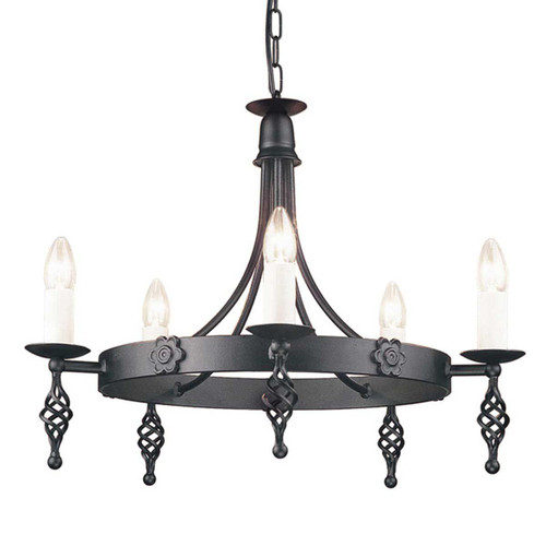 Elstead Lighting Belfry 5 Light Black Candelier 
